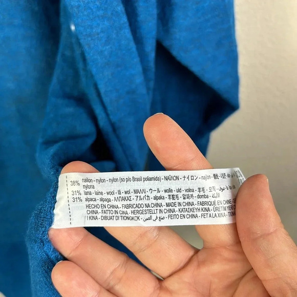 Zara Wool Alpaca Blend V-Neck Oversized Lightweight Cardigan teal blue sz medium - Picture 6 of 9